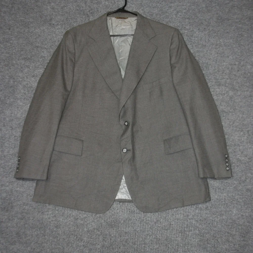 Vintage Andre Laurent Suit Vest 2 Piece Mens 50 Gray Pinstripe Wool Blend Formal